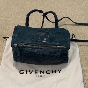 Givenchy Teal Blue Mini Leather Satchel with Crossbody Strap